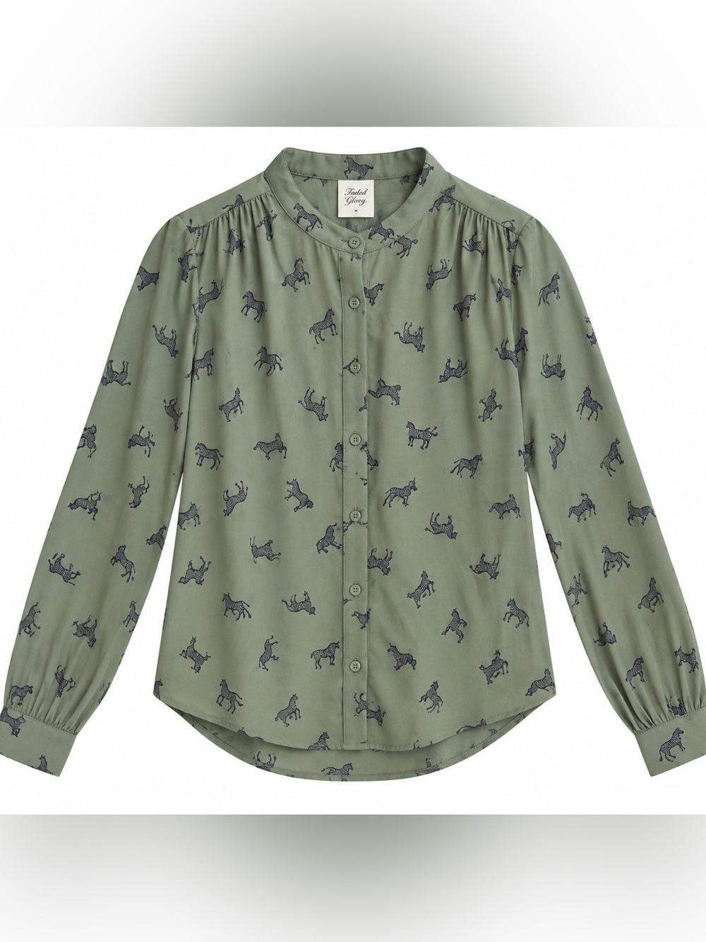 NWT faded glory green zebra print long sleeve top